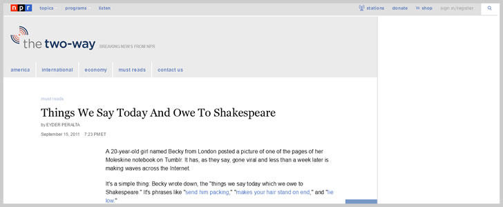 Things We Say Today And Owe To Shakespeare