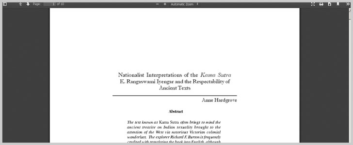Nationalist Interpretations of the Kama Sutra K. Rangaswami Iyengar and the Respectablity of Ancient Texts by Anne Hardgrove