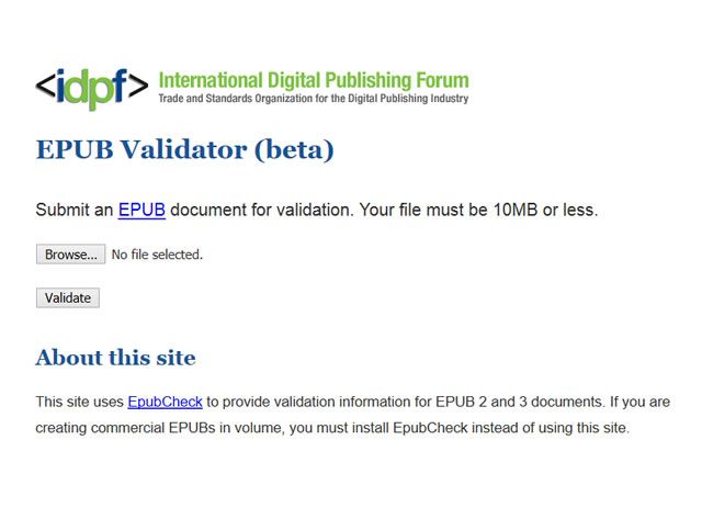 Visit the site - IDPF ePub Validator
