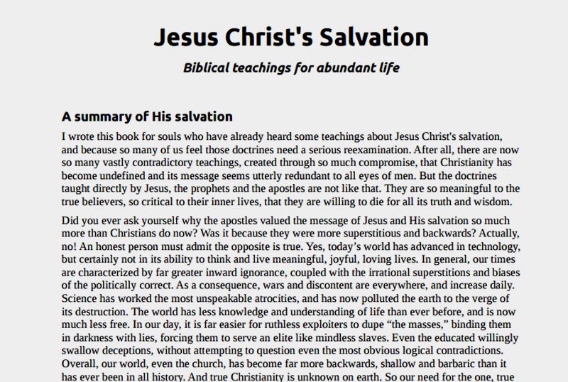 Jesus Christ's Salvation - Biblical Teachings For Abundant Life 