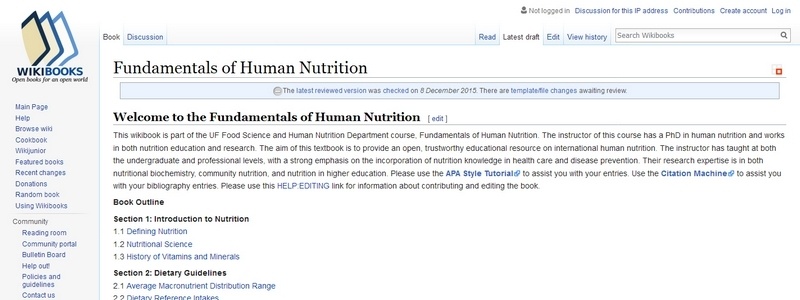 Fundamentals of Human Nutrition  by Wikibooks.org
