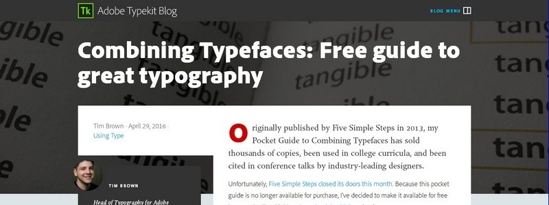 Combining Typefaces: Free guide to great typography by Tim Brown