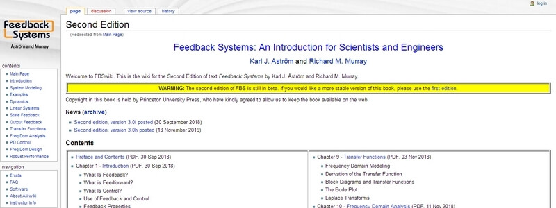 Feedback Systems: An Introduction for Scientists and Engineers  by Karl J. Åström and Richard M. Murray 