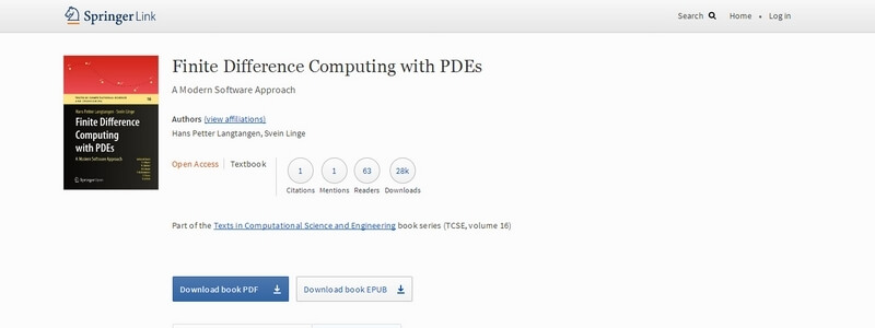 Finite Difference Computing with PDEs: A Modern Software Approach by Hans Petter Langtangen, Svein Linge 