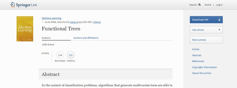 Machine Learning: Functional Trees by João Gama
