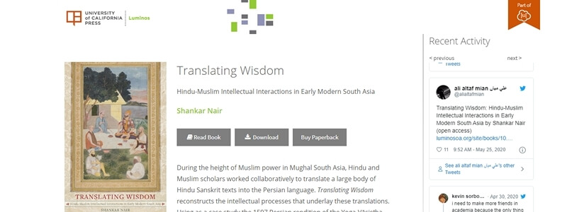 Translating Wisdom - Hindu-Muslim Intellectual Interactions in Early Modern South Asia